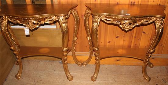 Pair of giltwood console tables